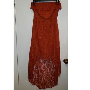 NWT Orange Lace High-Low Dress